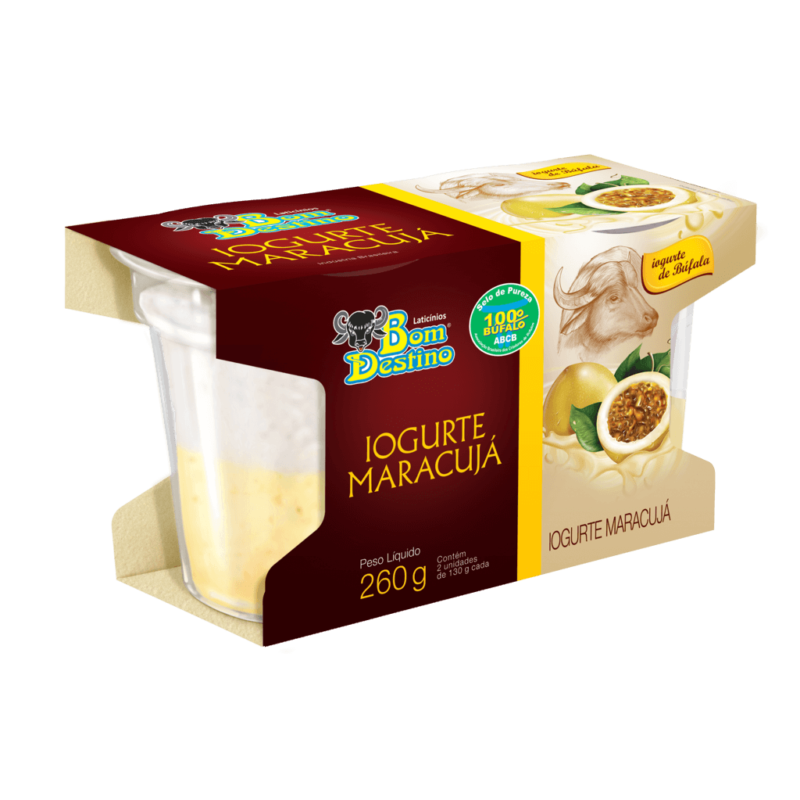 Iogurte de búfala com polpa de maracujá